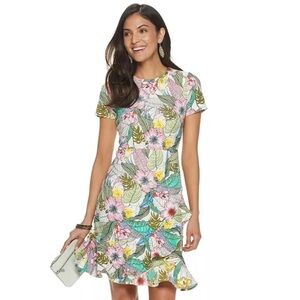 APT 9 Floral Print Short Sleeve Dress - size M
